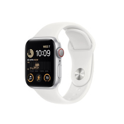 Apple Watch SE 2022 4G 44mm silber Sportarmband weiß