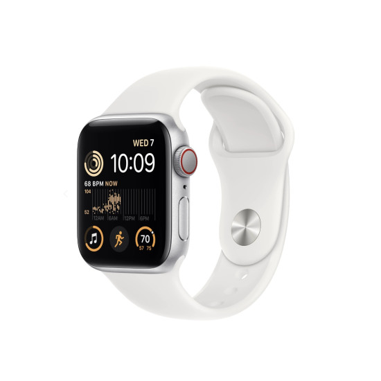 Apple Watch SE 2022 4G 44mm silber Sportarmband weiß