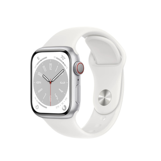 Apple Watch Series 8 GPS 41mm Aluminium silber Sportarmband weiß Apple Watch Series 8 GPS 41mm Aluminium silber Sportarmband weiß