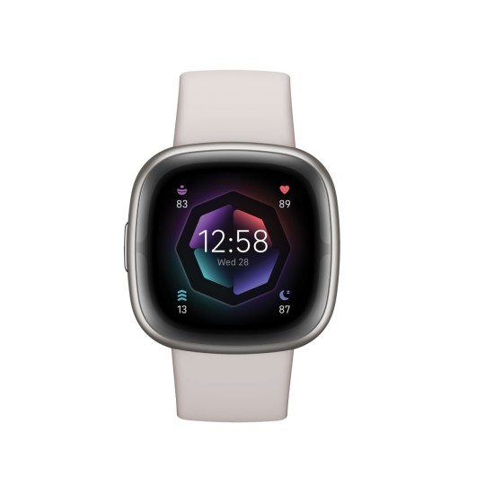 Fitbit Sense 2 Mondweiß/Aluminium in Platin