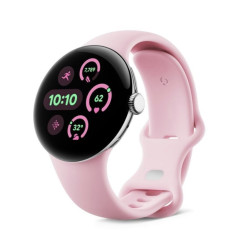 Google Pixel Watch 3 41mm 4G Polished Silver Sportarmband Rose Quartz