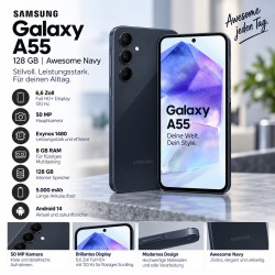 Samsung Galaxy A55 128GB 6,6 Zoll  Full HD  120 Hz  50 MP  8 GB RAM Awesome Navy