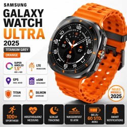 Samsung Galaxy Watch Ultra (2025) 47 mm Titangehäuse Titanium Gray am Marine Band orange