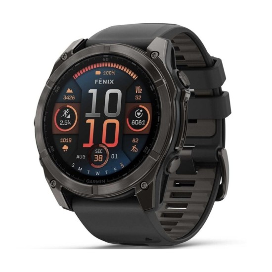 Garmin fenix® 8 51mm AMOLED Sapphire Schwarz/Carbongrau Titan Silikon-Armband