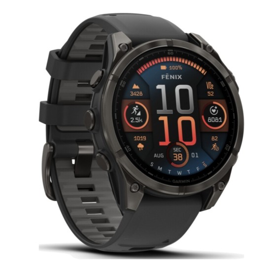 Garmin fenix® 8 47mm AMOLED Sapphire Schwarz/Titan Carbongrau Silikon-Armband