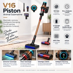 Dyson V16 Piston Animal Submarine Betriebszeit 70 Min.  Ladezeit 3,5 h