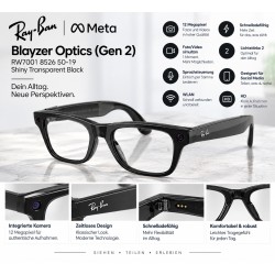 Ray-Ban Meta Blayzer Optics (Gen 2) RW7001 8526 50-19 Shiny Transparent Black