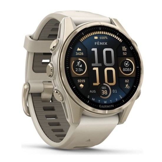 Garmin fenix® 8 43mm AMOLED Sapphire Nebelgrau/Softgold Silikon-Armband Garmin fenix® 8 43mm AMOLED Sapphire Nebelgrau/Softgold Silikon-Armband